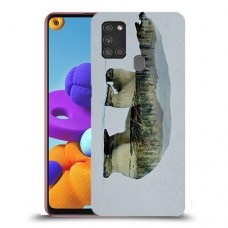 דוב לבן כיסוי מגן קשיח מעוצב ל Samsung Galaxy A21s יחידה אחת סקרין מובייל