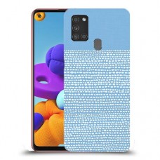 נקודות לבנות בכחול כיסוי מגן קשיח מעוצב ל Samsung Galaxy A21s יחידה אחת סקרין מובייל