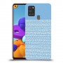 נקודות לבנות בכחול כיסוי מגן קשיח מעוצב ל Samsung Galaxy A21s יחידה אחת סקרין מובייל