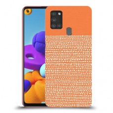נקודות לבנות בכתום כיסוי מגן קשיח מעוצב ל Samsung Galaxy A21s יחידה אחת סקרין מובייל