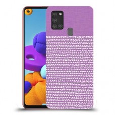 נקודות לבנות בסגול כיסוי מגן קשיח מעוצב ל Samsung Galaxy A21s יחידה אחת סקרין מובייל