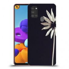 פרח לבן כיסוי מגן קשיח מעוצב ל Samsung Galaxy A21s יחידה אחת סקרין מובייל