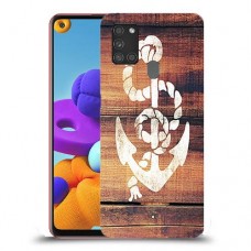עוגן מעץ כיסוי מגן קשיח מעוצב ל Samsung Galaxy A21s יחידה אחת סקרין מובייל