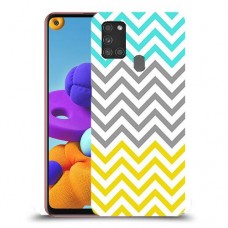 שורות צהובות-ירוקות כיסוי מגן קשיח מעוצב ל Samsung Galaxy A21s יחידה אחת סקרין מובייל
