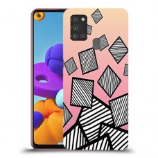 זאברה ריבועים כיסוי מגן קשיח מעוצב ל Samsung Galaxy A21s יחידה אחת סקרין מובייל