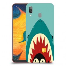 פינגווין בכריש כיסוי מגן קשיח מעוצב ל Samsung Galaxy A30 יחידה אחת סקרין מובייל