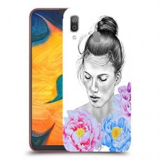 אישה בפרחים כיסוי מגן קשיח מעוצב ל Samsung Galaxy A30 יחידה אחת סקרין מובייל