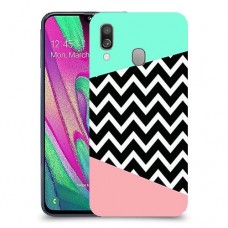 פסים במנטה ורוד כיסוי מגן קשיח מעוצב ל Samsung Galaxy A40 יחידה אחת סקרין מובייל