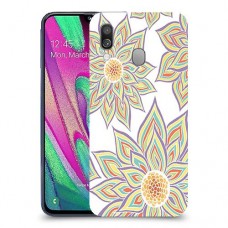 חמניות בלבן כיסוי מגן קשיח מעוצב ל Samsung Galaxy A40 יחידה אחת סקרין מובייל