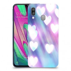 לבבות מעורפלים בכחול כיסוי מגן קשיח מעוצב ל Samsung Galaxy A40 יחידה אחת סקרין מובייל