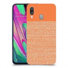 נקודות לבנות בכתום כיסוי מגן קשיח מעוצב ל Samsung Galaxy A40 יחידה אחת סקרין מובייל