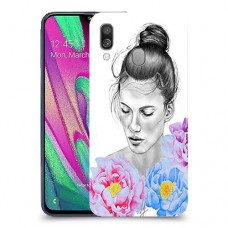 אישה בפרחים כיסוי מגן קשיח מעוצב ל Samsung Galaxy A40 יחידה אחת סקרין מובייל