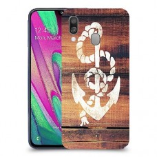 עוגן מעץ כיסוי מגן קשיח מעוצב ל Samsung Galaxy A40 יחידה אחת סקרין מובייל