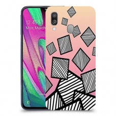 זאברה ריבועים כיסוי מגן קשיח מעוצב ל Samsung Galaxy A40 יחידה אחת סקרין מובייל