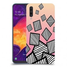 זאברה ריבועים כיסוי מגן קשיח מעוצב ל Samsung Galaxy A50 יחידה אחת סקרין מובייל