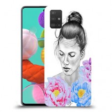 אישה בפרחים כיסוי מגן קשיח מעוצב ל Samsung Galaxy A51 יחידה אחת סקרין מובייל
