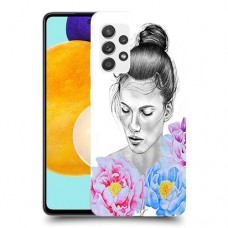 אישה בפרחים כיסוי מגן קשיח מעוצב ל Samsung Galaxy A52s 5G יחידה אחת סקרין מובייל