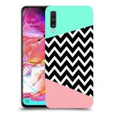פסים במנטה ורוד כיסוי מגן קשיח מעוצב ל Samsung Galaxy A70 יחידה אחת סקרין מובייל