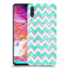גיאומטריה טורקיז כיסוי מגן קשיח מעוצב ל Samsung Galaxy A70 יחידה אחת סקרין מובייל