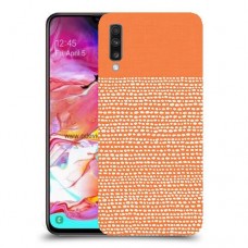 נקודות לבנות בכתום כיסוי מגן קשיח מעוצב ל Samsung Galaxy A70 יחידה אחת סקרין מובייל