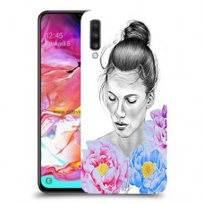 אישה בפרחים כיסוי מגן קשיח מעוצב ל Samsung Galaxy A70 יחידה אחת סקרין מובייל