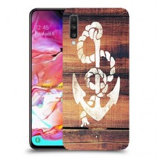 עוגן מעץ כיסוי מגן קשיח מעוצב ל Samsung Galaxy A70 יחידה אחת סקרין מובייל