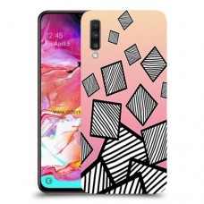 זאברה ריבועים כיסוי מגן קשיח מעוצב ל Samsung Galaxy A70 יחידה אחת סקרין מובייל