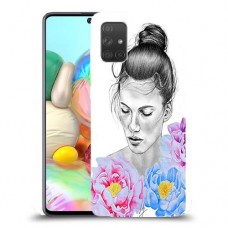 אישה בפרחים כיסוי מגן קשיח מעוצב ל Samsung Galaxy A71 יחידה אחת סקרין מובייל