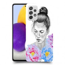 אישה בפרחים כיסוי מגן קשיח מעוצב ל Samsung Galaxy A72 יחידה אחת סקרין מובייל