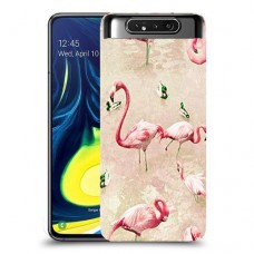 פלמינגו ורוד כיסוי מגן קשיח מעוצב ל Samsung Galaxy A80 יחידה אחת סקרין מובייל