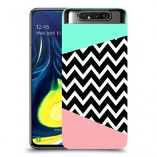 פסים במנטה ורוד כיסוי מגן קשיח מעוצב ל Samsung Galaxy A80 יחידה אחת סקרין מובייל