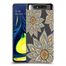 חמניות בשחור כיסוי מגן קשיח מעוצב ל Samsung Galaxy A80 יחידה אחת סקרין מובייל