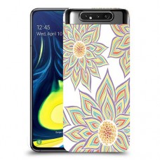 חמניות בלבן כיסוי מגן קשיח מעוצב ל Samsung Galaxy A80 יחידה אחת סקרין מובייל