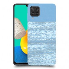 נקודות לבנות בכחול כיסוי מגן קשיח מעוצב ל Samsung Galaxy M32 יחידה אחת סקרין מובייל