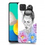 אישה בפרחים כיסוי מגן קשיח מעוצב ל Samsung Galaxy M32 יחידה אחת סקרין מובייל