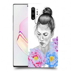 אישה בפרחים כיסוי מגן קשיח מעוצב ל Samsung Galaxy Note10+ יחידה אחת סקרין מובייל