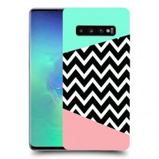 פסים במנטה ורוד כיסוי מגן קשיח מעוצב ל Samsung Galaxy S10+ יחידה אחת סקרין מובייל