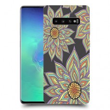 חמניות בשחור כיסוי מגן קשיח מעוצב ל Samsung Galaxy S10+ יחידה אחת סקרין מובייל