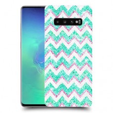 גיאומטריה טורקיז כיסוי מגן קשיח מעוצב ל Samsung Galaxy S10+ יחידה אחת סקרין מובייל