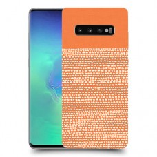 נקודות לבנות בכתום כיסוי מגן קשיח מעוצב ל Samsung Galaxy S10+ יחידה אחת סקרין מובייל