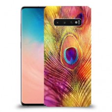 נוצת טווס כיסוי מגן קשיח מעוצב ל Samsung Galaxy S10 יחידה אחת סקרין מובייל