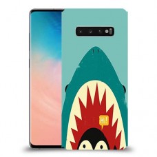 פינגווין בכריש כיסוי מגן קשיח מעוצב ל Samsung Galaxy S10 יחידה אחת סקרין מובייל