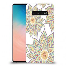 חמניות בלבן כיסוי מגן קשיח מעוצב ל Samsung Galaxy S10 יחידה אחת סקרין מובייל