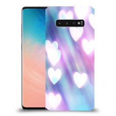 לבבות מעורפלים בכחול כיסוי מגן קשיח מעוצב ל Samsung Galaxy S10 יחידה אחת סקרין מובייל