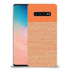 נקודות לבנות בכתום כיסוי מגן קשיח מעוצב ל Samsung Galaxy S10 יחידה אחת סקרין מובייל
