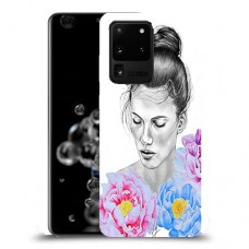 אישה בפרחים כיסוי מגן קשיח מעוצב ל Samsung Galaxy S20 Ultra 5G יחידה אחת סקרין מובייל