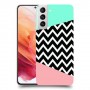 פסים במנטה ורוד כיסוי מגן קשיח מעוצב ל Samsung Galaxy S21 5G יחידה אחת סקרין מובייל
