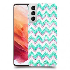 גיאומטריה טורקיז כיסוי מגן קשיח מעוצב ל Samsung Galaxy S21 5G יחידה אחת סקרין מובייל