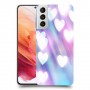 לבבות מעורפלים בכחול כיסוי מגן קשיח מעוצב ל Samsung Galaxy S21 5G יחידה אחת סקרין מובייל