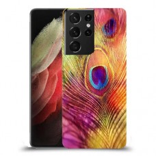נוצת טווס כיסוי מגן קשיח מעוצב ל Samsung Galaxy S21 Ultra 5G יחידה אחת סקרין מובייל